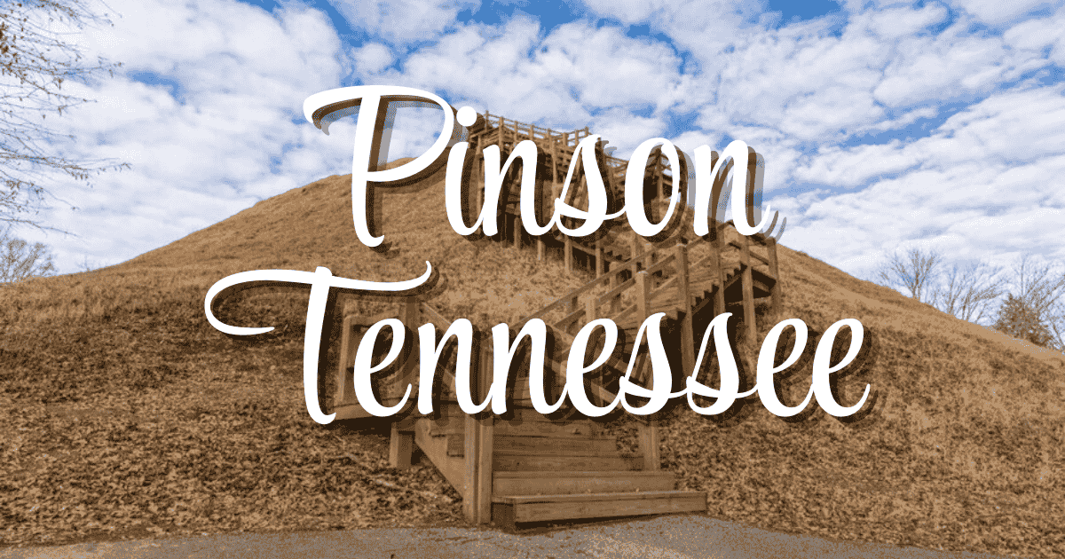 Pinson Mounds State Archaeological Park in Pinson Tennessee with mound staircase and observation platform