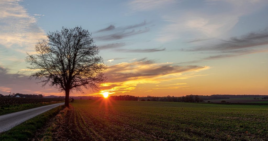 Peaceful spring evening at a home in West Tennessee countryside